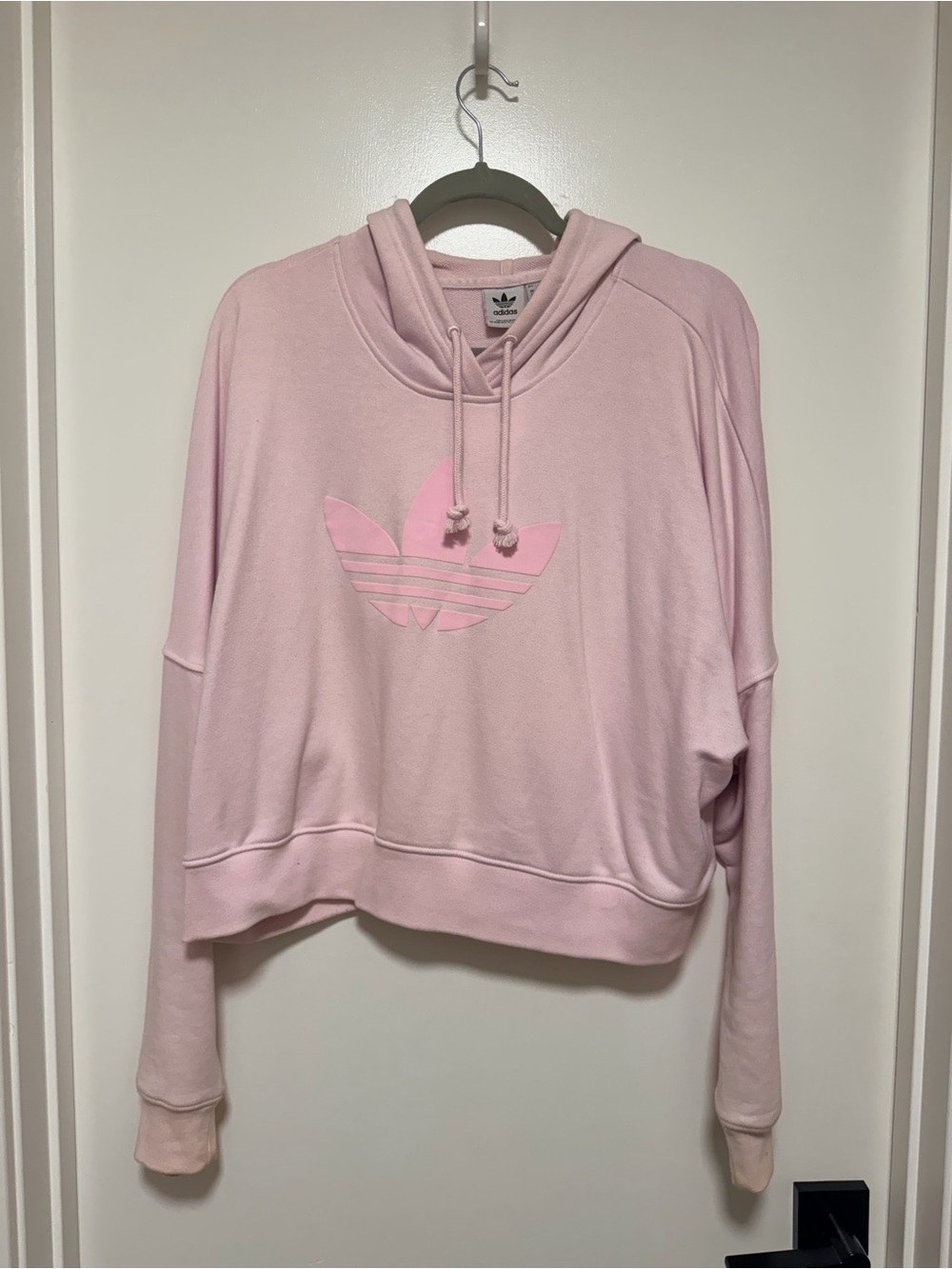 adidas Light Pink Trefoil Cropped Hoodie